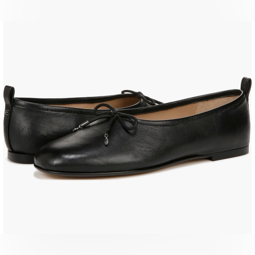 Sam Edelman Black Leather Bow Ballet Flats
